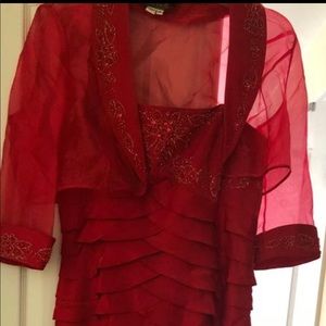 Red 2 piece evening dress size 14